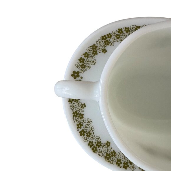 Vtg PYREX Corning Spring Blossom Milk Glass Gravy Boat Under plate Sauce Server - Picture 6 of 16